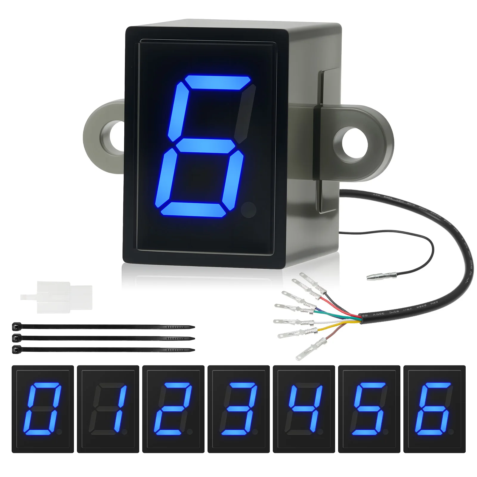6 Speed Display Gear Indicator Motorcycle Universal Off-road Digital Dash Shift Levers Display for 12V Gear Indicator Monitor