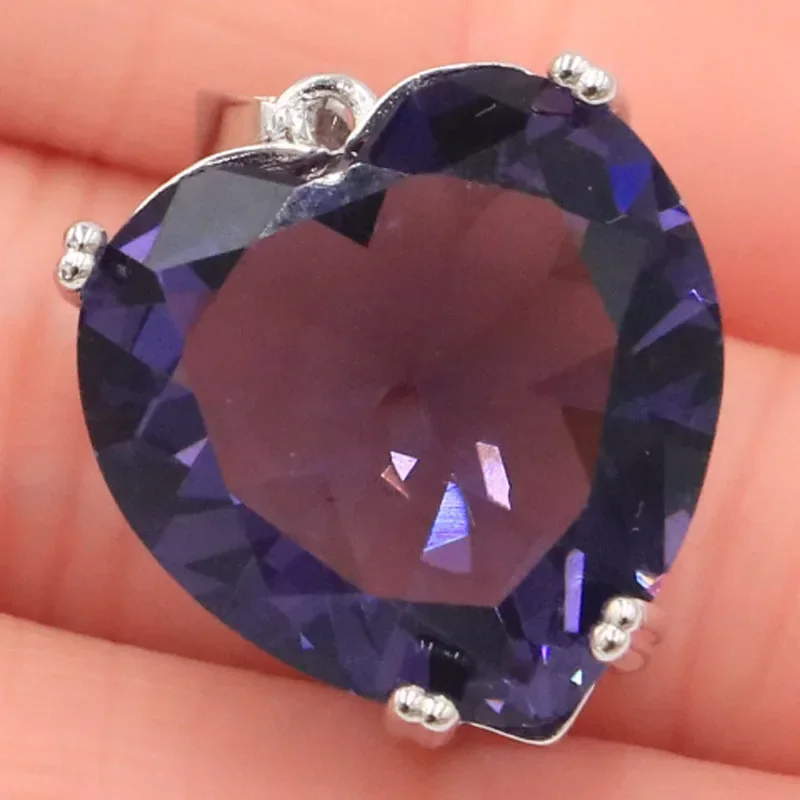 

Buy 4 Get 1 Free 8g 925 SOLID STERLING SILVER PENDANT Heart Shape Violet Tanzanite London Blue Topaz Spinel Morganite Aquamarine