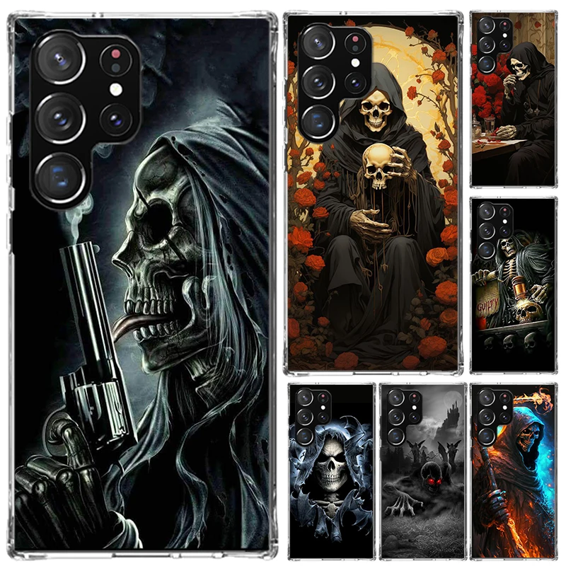 Reaper Skull Skeleton Gun Phone Case for Samsung Galaxy Note 20 Ultra 10 Plus 9 8 M12 M21 M30S M51 M52 J4 J6 + J8 Funda Print Sh