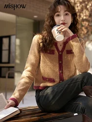 MISHOW Christmas Sweater Cardigan Women Contrast Autumn Winter New Year Knitted Sweaters Ladies V-neck Jumpers Tops MXC59Z0341