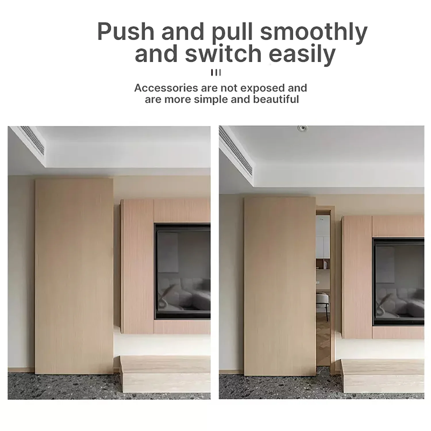 Ghost Door Hardware Invisible Track Sliding System Bottom Rail Free Soft Closing For Wood Doors Bathroom Hanging Roller
