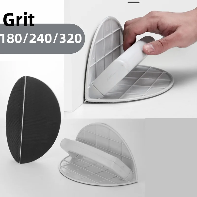 

Multifunctional Semi-Circular Angle Sanding Sandpaper Tool Self-adhesive 90 Degree Sanding Tool for Drywall Sanding Paper Holder