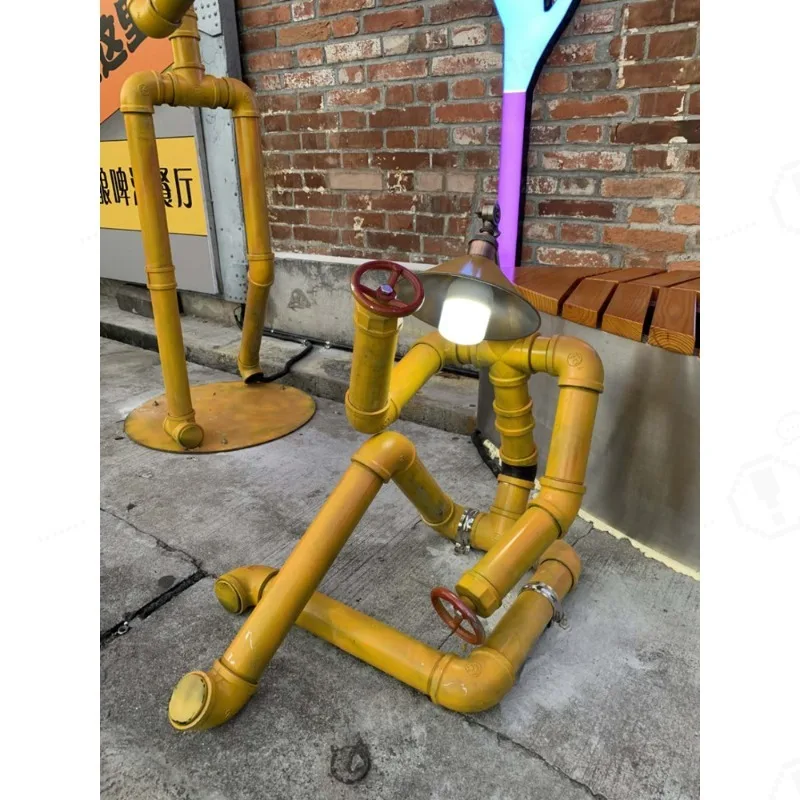 Loft Industrial Pipe Robot Spotlight Retro Large Table Lamp Indoor Outdoor Bar Cafe Decor Light