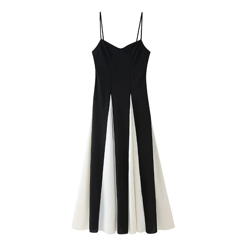 

YENKYE Sexy Elegant Women Vintage Patchwork Big Swing Sling Long Dress Summer Party Vestidos