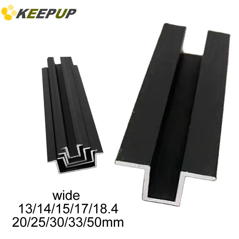 U-Shaped Aluminum Channel with Edge Track Black Width 13-50mm Length 50cm Seam Decoration Strips for Furniture Decoration
