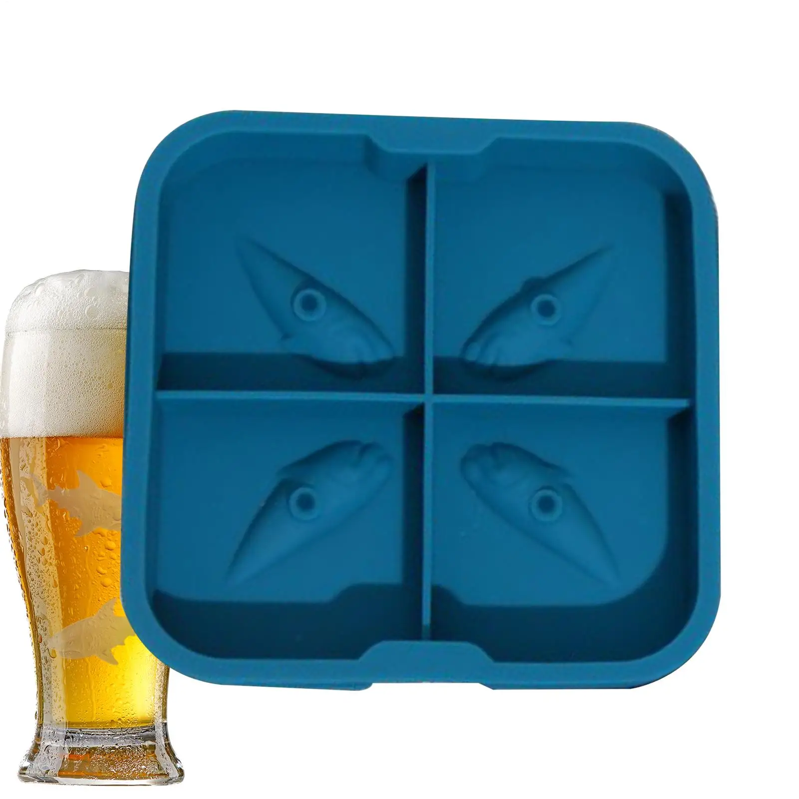 

New Shark Mold 3D Whiskey Ice Mold Cute Easy Release Silicone Tray Shaper Mould for Water Drinking Kitchen Ice Cream Mold