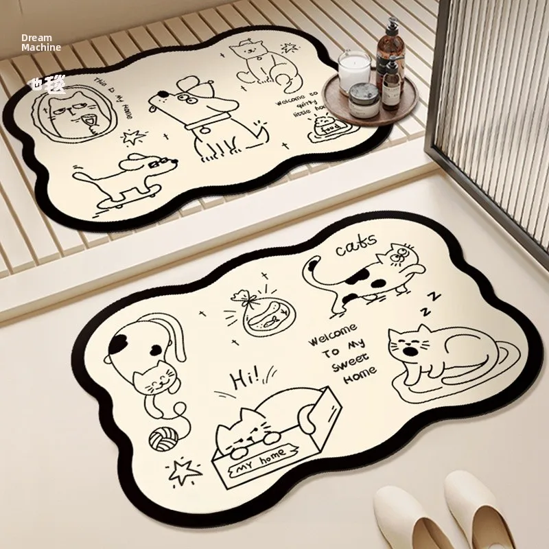 

Cartoon And Dog Batoom Mat Absorbent Home Use Wasoom Floor Mat Anti-Slip Entrance Door Mat Cusizable Household Foo...