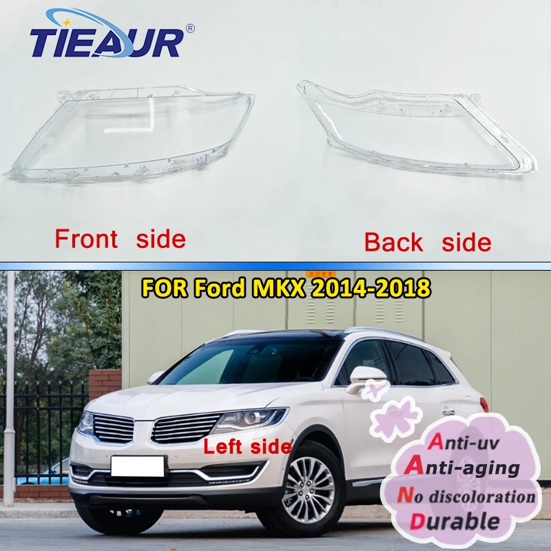 TIEAUR Headlight Lens Cover Lampshade For Ford Lincoln MKX 2014 2015 2016 2017 2018 Lamp Shell Cover Front Left&Right Assembly