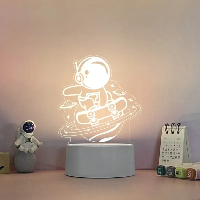Nice อะคริลิค 3D Night Lights Creative ห้องนอนตารางโคมไฟสําหรับตกแต่งบ้านเด็กเดสก์ท็อปเครื่องประดับ