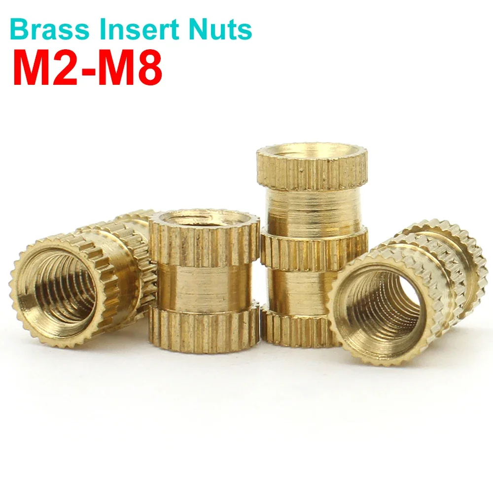 

50pcs M2 M2.5 M3 M4 M5 M6 M8 Brass Insert Nut Injection Molding Brass Knurled Thread Inserts Nuts Length=2-16mm