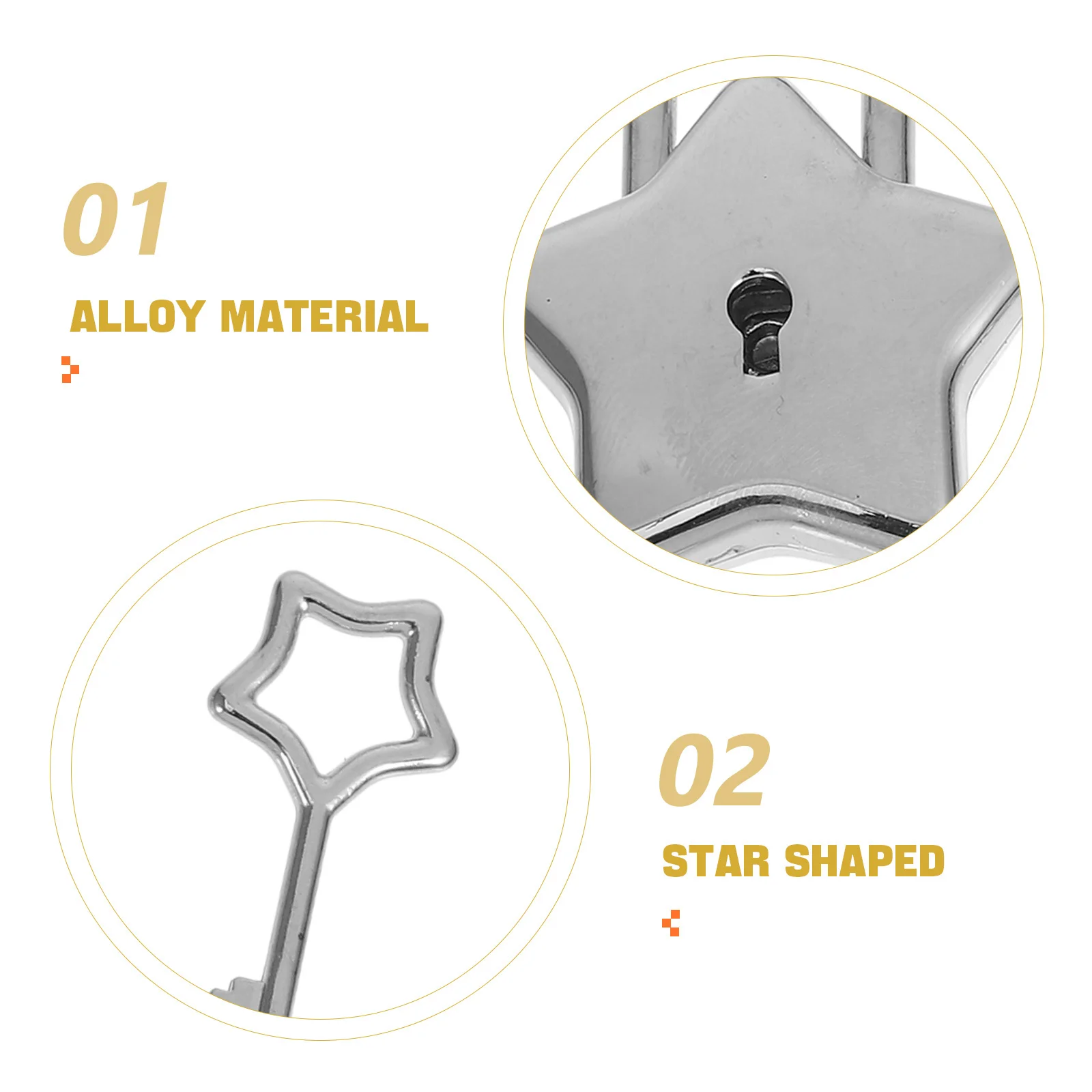 2 قطعة قفل على شكل نجمة قفل سبيكة للسفر الأمتعة مذكرات كتاب صندوق مجوهرات قفل خزانة أقفال صغيرة مع مفاتيح هدية #4