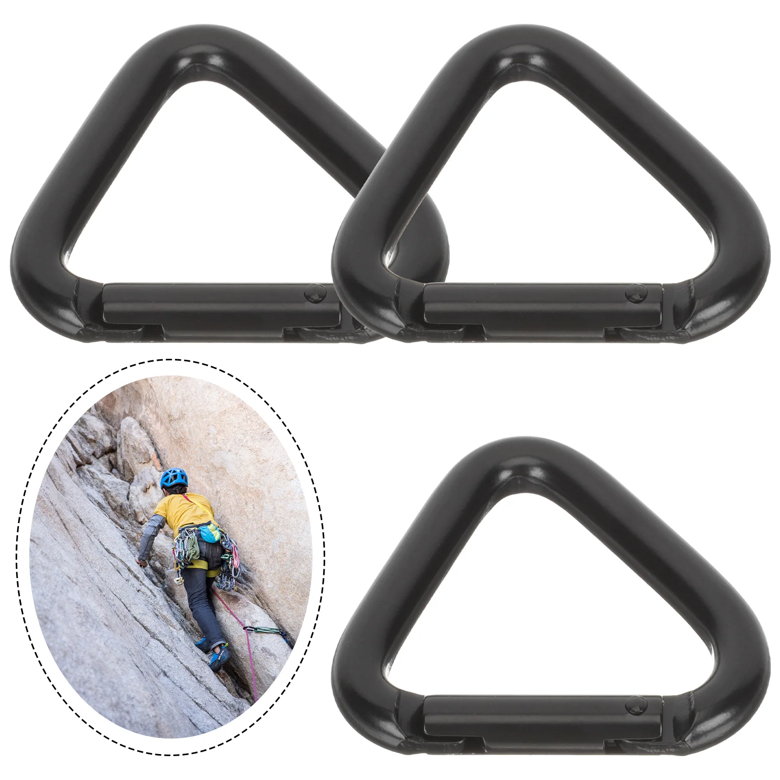 

3 Pcs Spring Triangle Carabiner Hooks Heavy Duty Carabiners Clip 500X450X080CM Aluminum Alloy