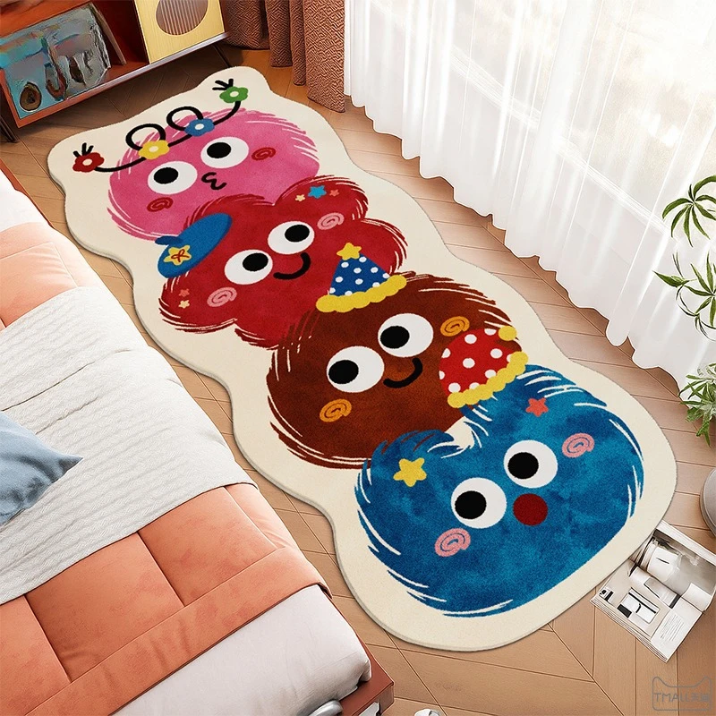 Cartoon Style Rugs for Bedroom Irregular Shape Living Room Decoration Thick Carpet Cute Plush Bedside Floor Mat Fluffy Soft Rug