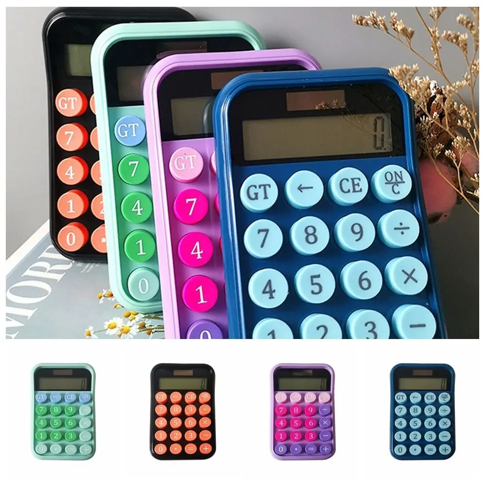 Calculadora silenciosa de 10 dígitos, fonte de alimentação dupla, display grande, teclado mecânico, portátil, kawaii