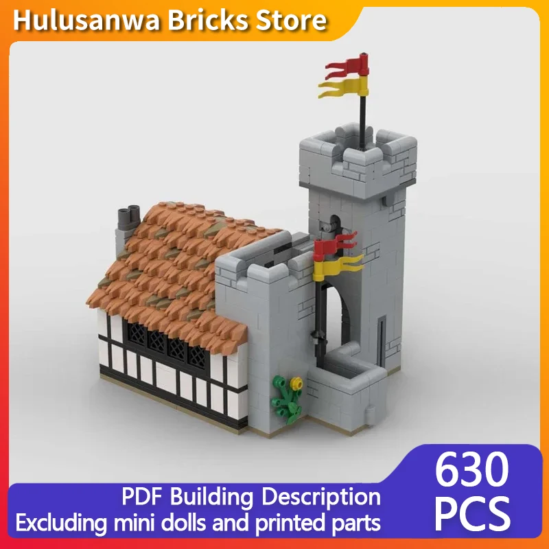 Medieval Street View Model MOC Building Bricks Grass House Retro Inn Modular Technology Gifts Holiday Assemble Children Toy Suit