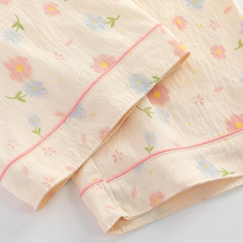 2piecesCloud Cotton Sleep Pants Thin Loungewear Shorts Floral Print Home Wear