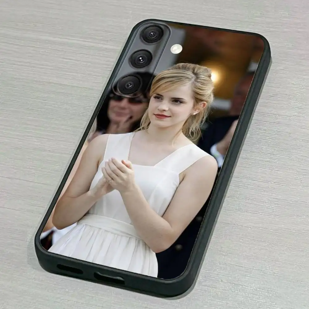 حافظة هاتف A-مثلة Emma W-Watson لهاتف سامسونج S25، S24، S23، S22، S21، S20، S10، Ultra، Plus، Lite، FE، غطاء أسود من السيليكون الناعم
