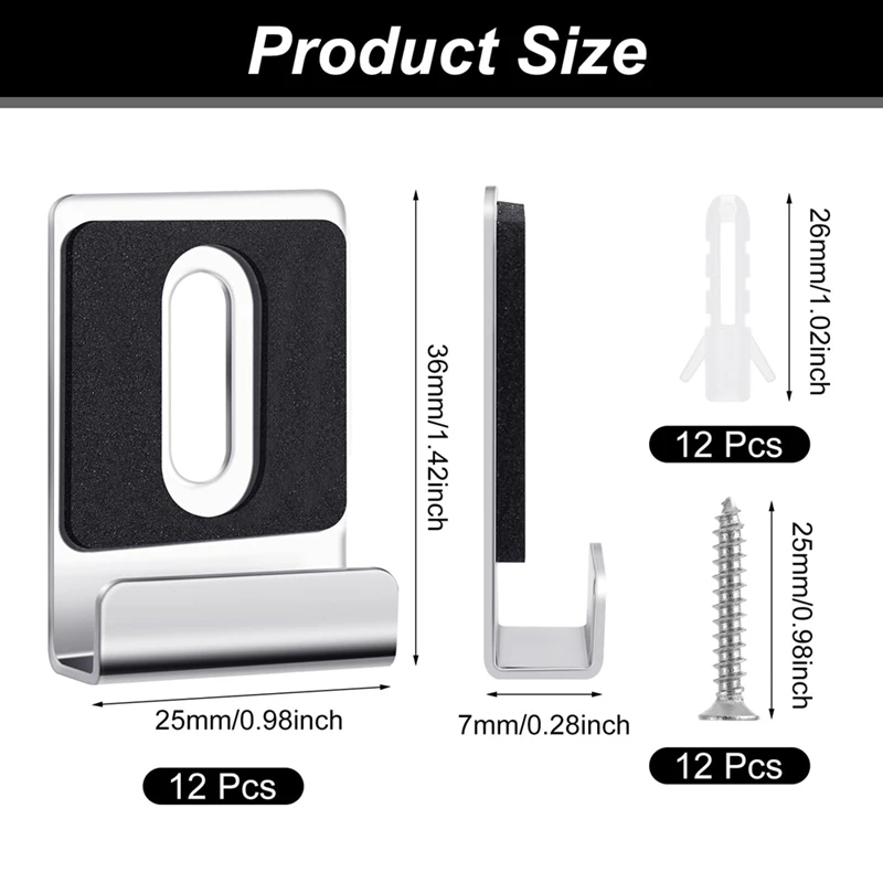 12Pcs Metal Mirror Clips Holder Kit,Mirror Hanging Clips With Screw , For Wall Mounting, Frameless Mirror Tile Display