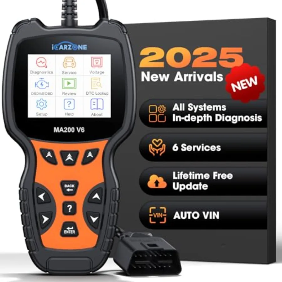 

All Systems OBD2 Scanner MA200 V6 Car Code Reader for Most Car Models of 6 Manufacturing Groups with 6 Services Full OBD2 Live