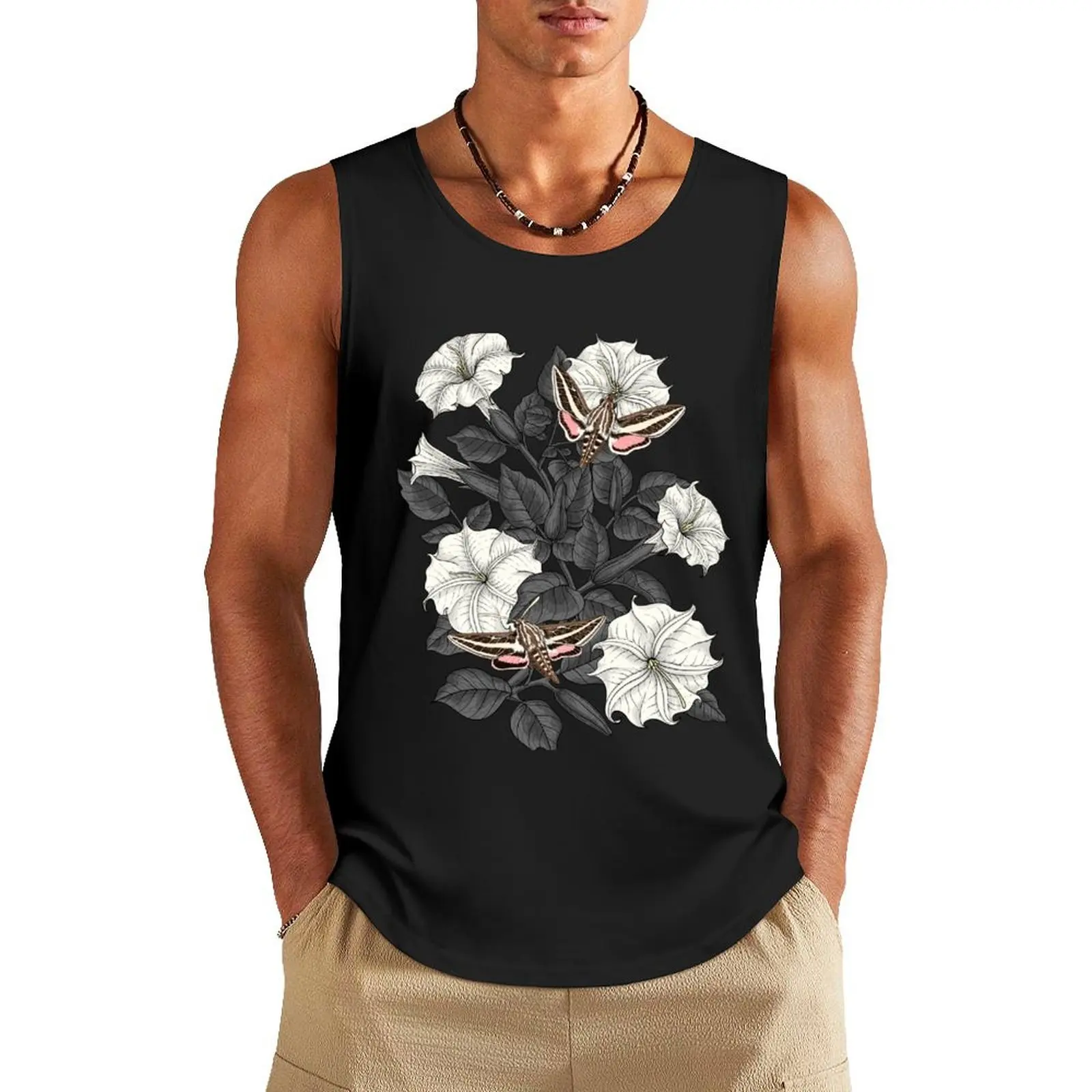 Moonflowers and sphinx moths Tank Top Men's clothing brands Men's sports t-shirt summer clothes for men gym for men