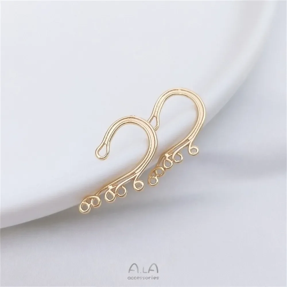 14K Bag of Gold Ear Jewelry Multi-ring Multi-ring Ear Clip Handmade Diy Earrings Without Ear Holes Tassels E108