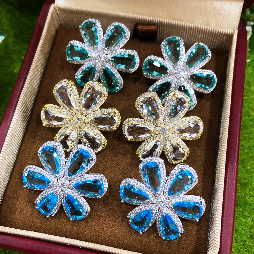 

Missvikki Shiny Charm Luxury Earrings Crystal CZ Stud Earrings For Women African Bridal Earrings Gift aretes de mujer modernos