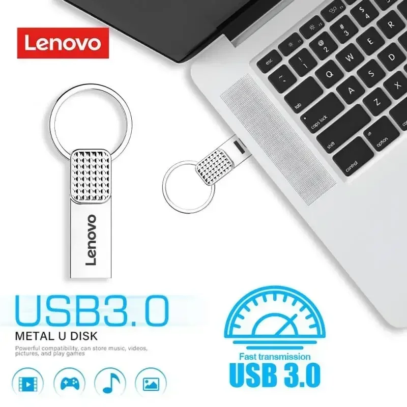 Lenovo Mini Pen Drive 2TB 1TB 512GB Memory Portable Waterproof U Disk High-Speed USB3.0 Data Transmission Metal USB Flash Drive