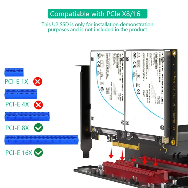 

Адаптер A34M-Dual U.2 SSD — Pcie 4.0 X8, поддержка 2 SSD U.2 или Soft Raid, без функции разветвителя PCI-E