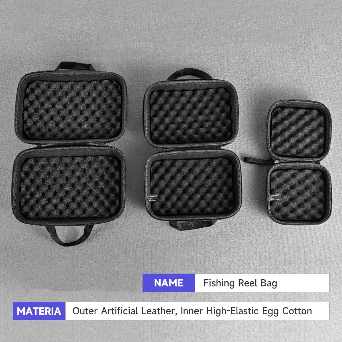 PU Hartschalen-Angelrollentasche Schutzhülle Stoßfeste Tasche für Spinn- und Baitcasting-Rollen Angelzubehör Aufbewahrungsorganizer – Detail 3