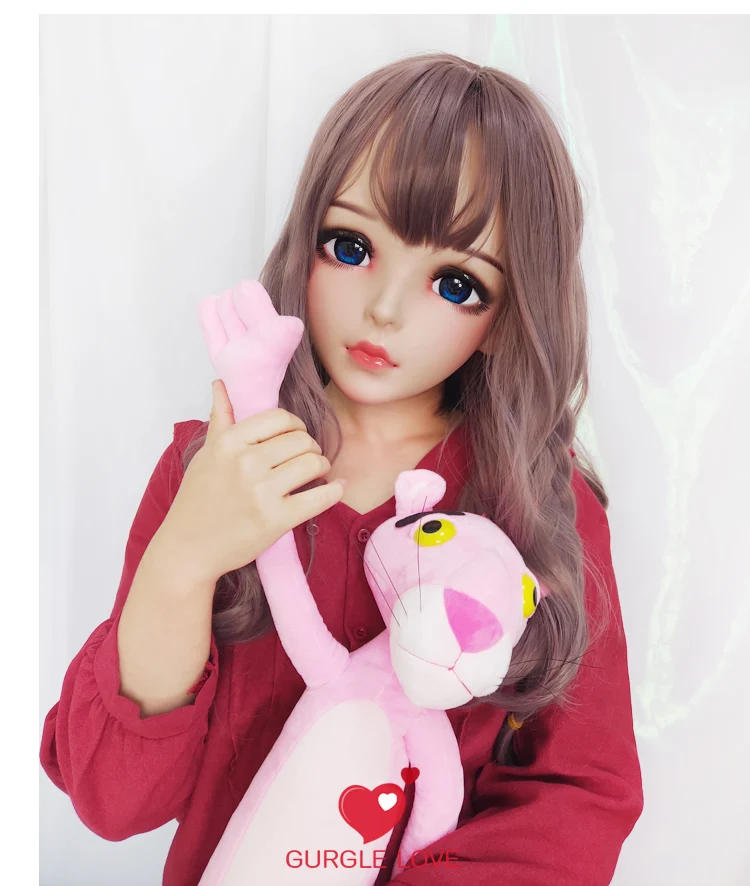 (Wan-06)Weibliche süße Mädchen Harz Halbkopf Kigurumi BJD Augen Crossdress Cosplay japanische Anime Rolle Lolita Maske mit Augen und Perücke