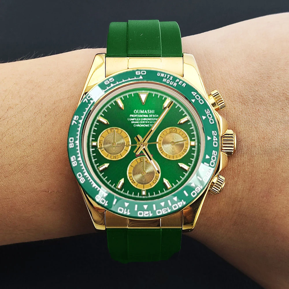 Luxury 39.3mm customized VK63 Chronograph Business Watch Men's VK63 Sport Sapphire Glass Meteorite dial Ceramic bezel vk63 watch