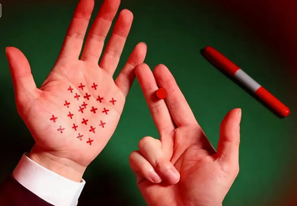 palm-magic-double-cross-trick-40-by-magic-smith-gimmicks-ink-transfer-magic-tricks-props-magician-street-magia-illusions