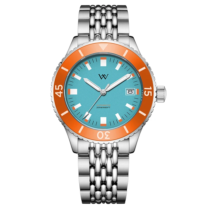 WM Watch Automatic Mechanical Diver Watch Men NH35 Ceramic Bezel Sapphire AR Coated 200M Waterproof Welly Merck Watches WM181