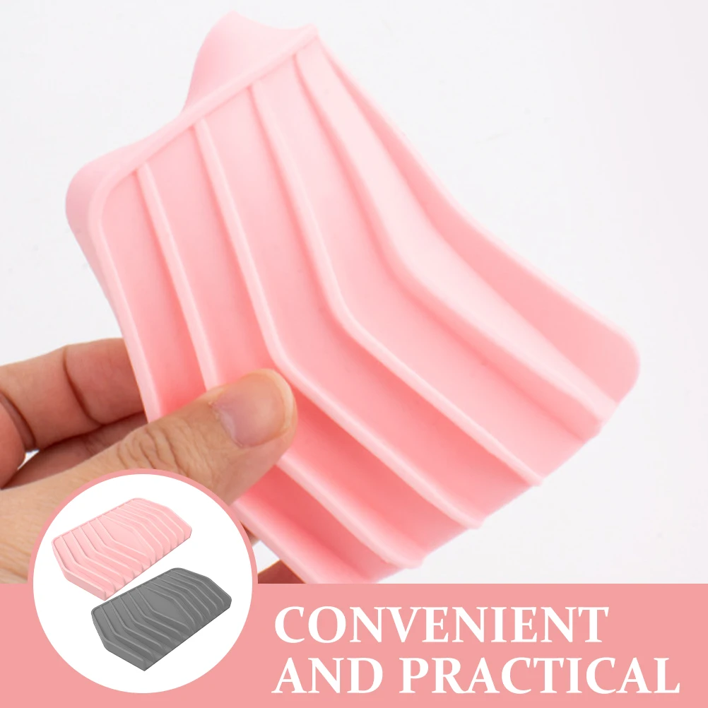 

2 Pcs Silicone Soap Dish for Shower Bathroom Holder Self Draining Kitchen Sponge Storage Tray Non Slip Large Capacity