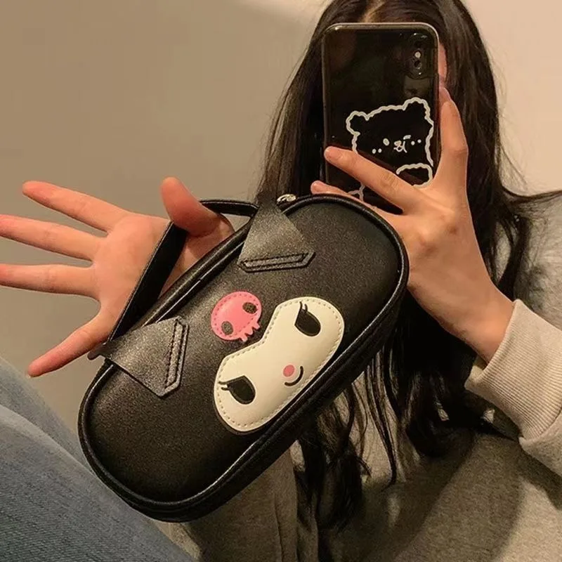 Kuromi Cute Sanrio Pencil Bag borsa per cosmetici di grande capacità borsa per cosmetici con scatola di cancelleria per matite di alta qualità alla