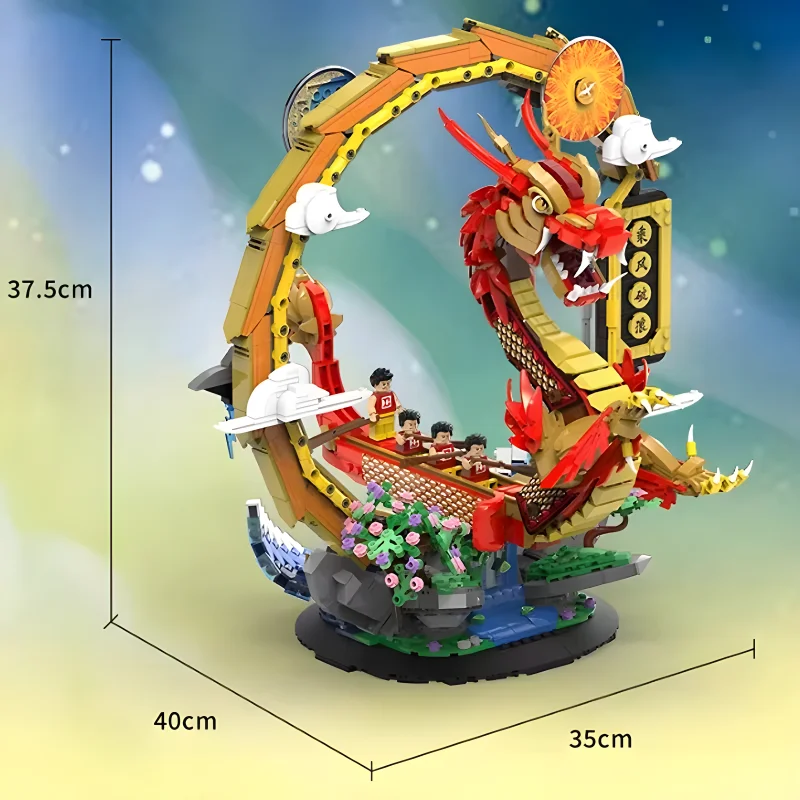 MOC 50004 Technical Dragon boat Model Building Block Dragon Boat Bricks DIY Puzzle Assembly Toy Christmas Gift For Kids