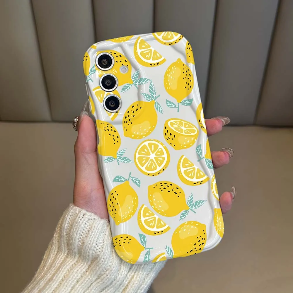 Design Lemon Leaf Pattern Phone Case For Samsung Galaxy A73 A71 A57 A56 A55 A54 A53 A51 A17 A16 A06 A05 Soft Wave Oil Cover