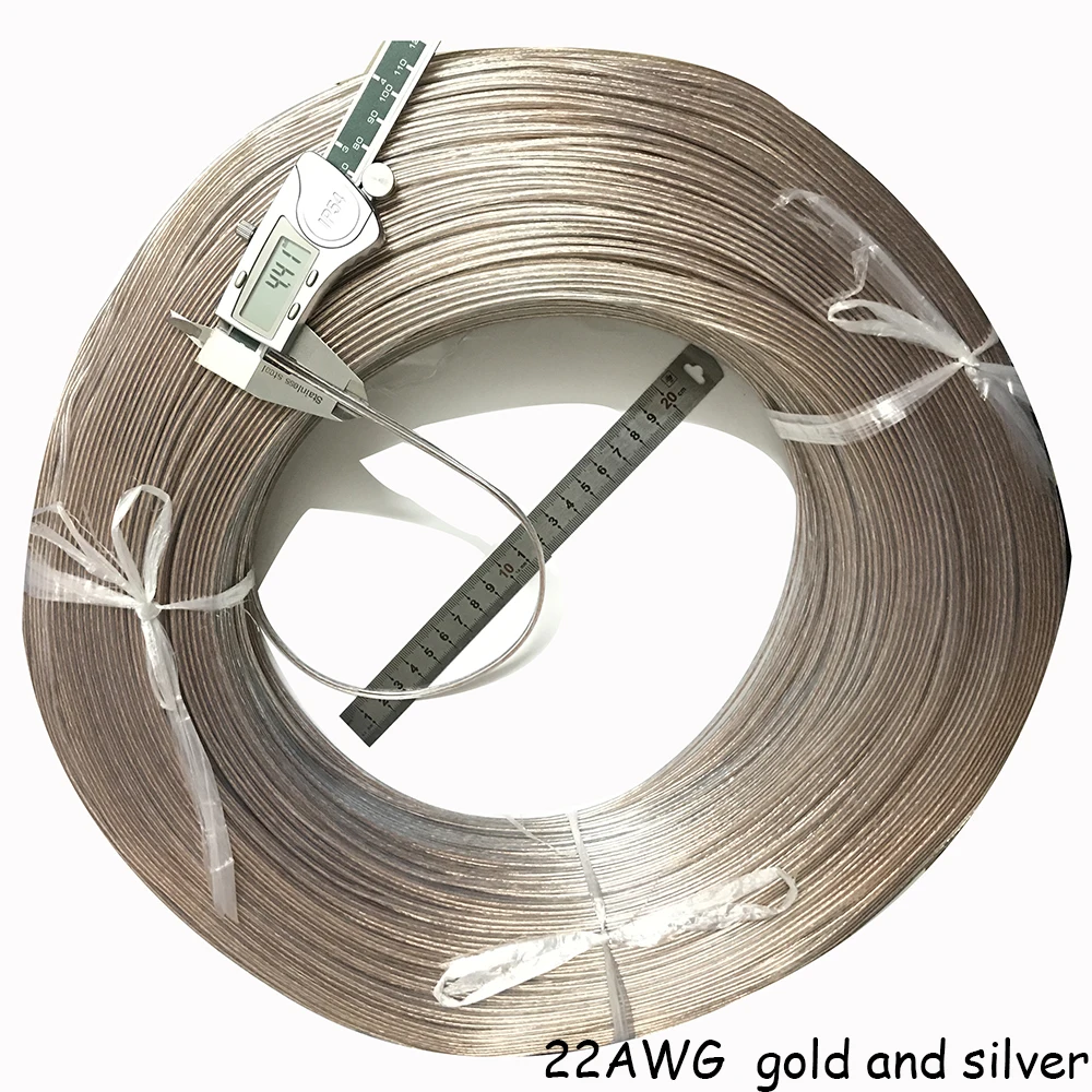 30 Meters UL2468 26 24 22 20AWG PVC Tinned Bare Copper Cord Gold and Silver Audio Speaker Cable 2468 Transparent Parallel Line