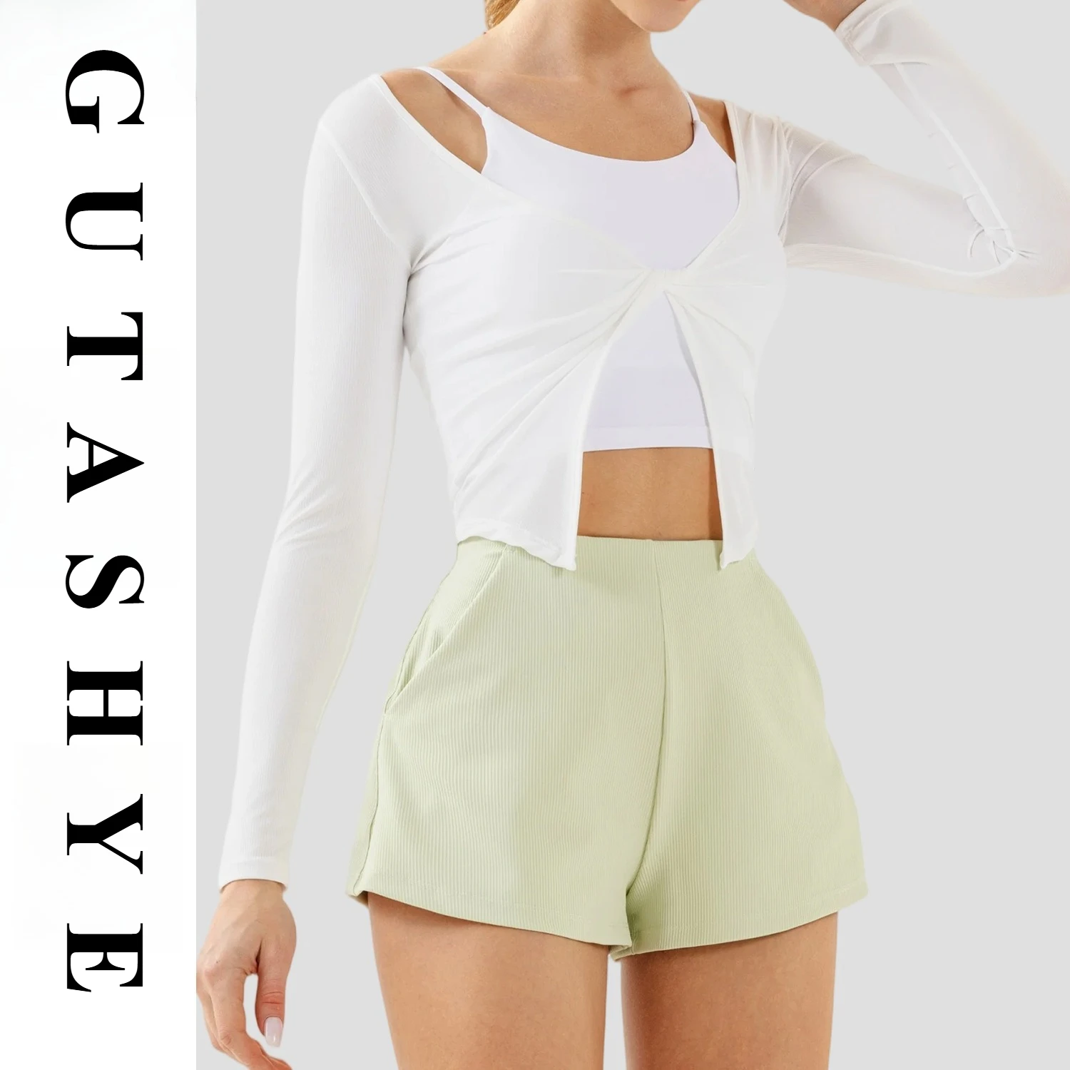 Women Long Sleeve Yoga Top Easy On Off Slimming Hide Belly Athletic Shirts All Match Outdoor Workout Wearable Outside Tops