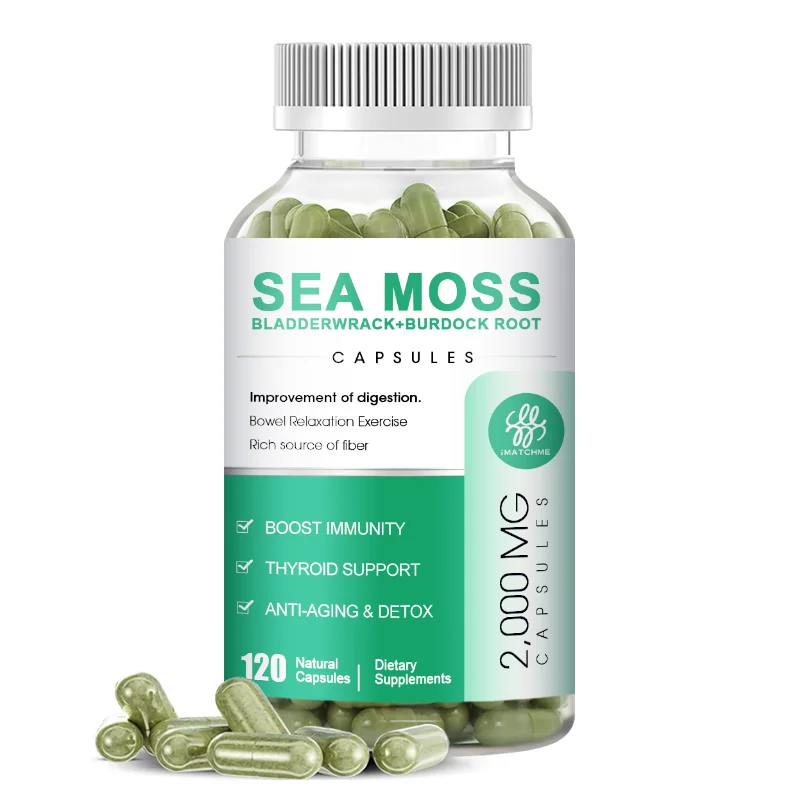 

120 Sea moss Pills with Natural Sea Moss Powder,Bladderwrack,Burdock Root for Thyroid and Immune, Joint Support Rich Potassium