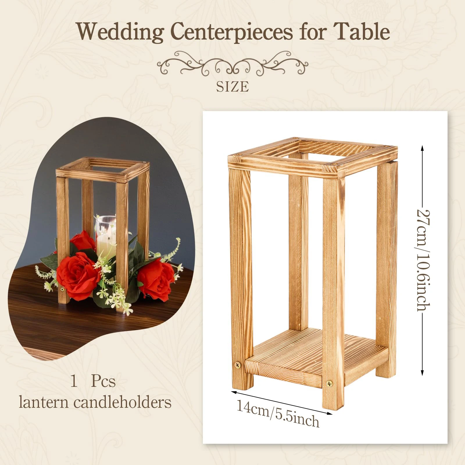 قطعة واحدة من حاملات فانوس الزفاف الخشبية، حامل فانوس الشموع لتزيين حفلات الزفاف والمدفأة وحفلات الطعام