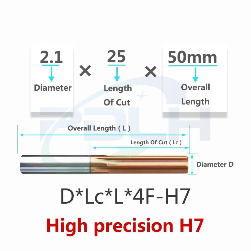 2.1mm~17.5mm Carbide Machine Reamer Straight Groove 4/6F Tolerance H7 Harened Steel Metal Cutter CNC Inner Hole