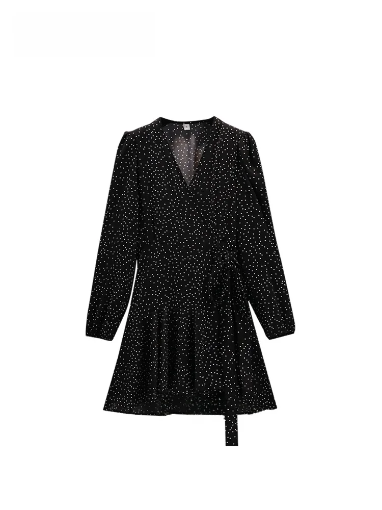 

plus Size Women's V-Ne Long Sve Dr Faionable Design Sweet Sle Polyester Fabric Lantern Sve ort Dr