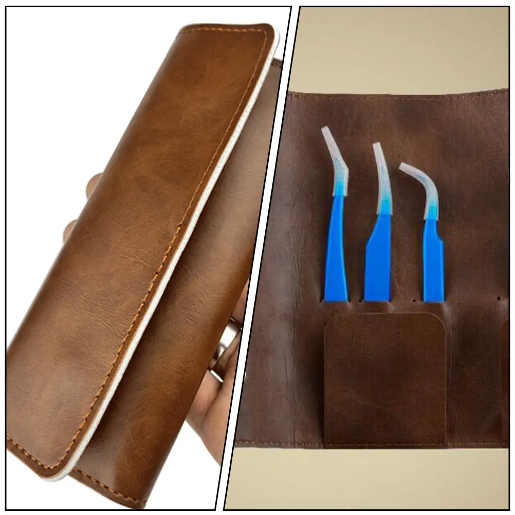 Bolsa de Pu para pinzas de pestañas, contenedor de herramientas de maquillaje resistente al polvo y al desgaste, bolsa de almacenamiento para extensión de pestañas postizas, organizador de Clip, 1 ud.