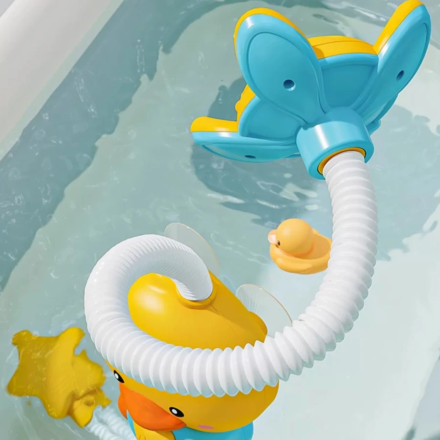 Baby shower toy with water spray, duckling flower model, rotating faucet, electric shower, water spray, swimming, baby shower to