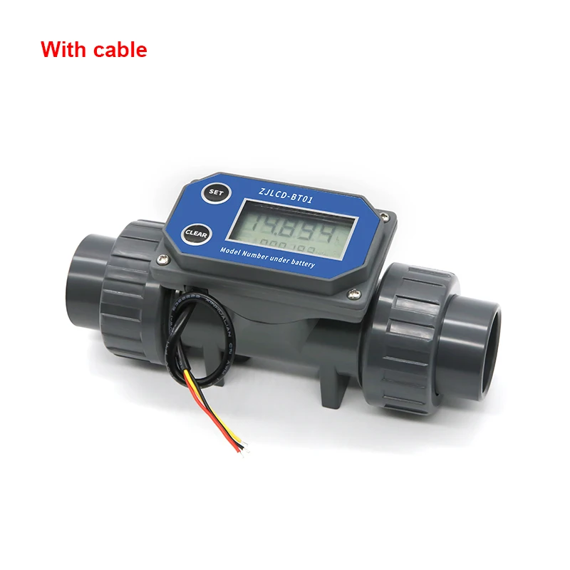 DN25-80 Turbine Flow Meter Electronic LCD Digital Display Flowmeter ZJLCD-BT01 PVC Pipe Liquid Water For Farm/Garden Irrigation