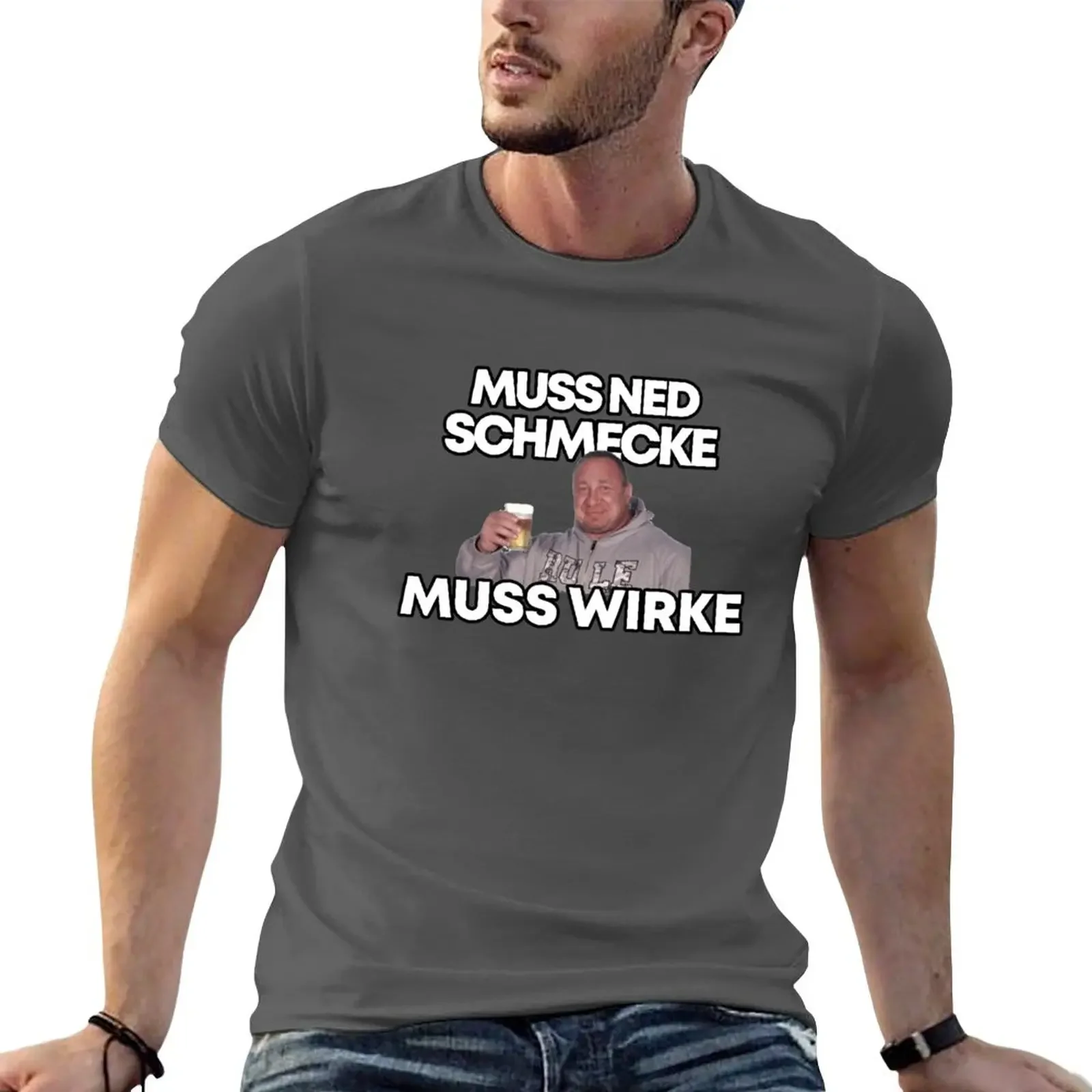 New Markus Rühl Meme Muss ned schmecke muss wirke T-Shirt plain korean fashion men graphic Informal manga Sweatshirt vintage