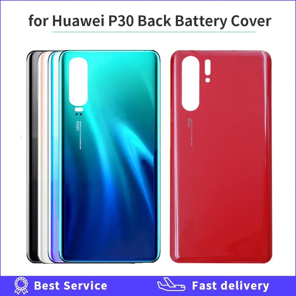 For Huawei Glass Phone Rear Battery Door For Huawei P30 ELE L09 L29 Battery Back Housing Back Cover Cases Adhesive Replacement