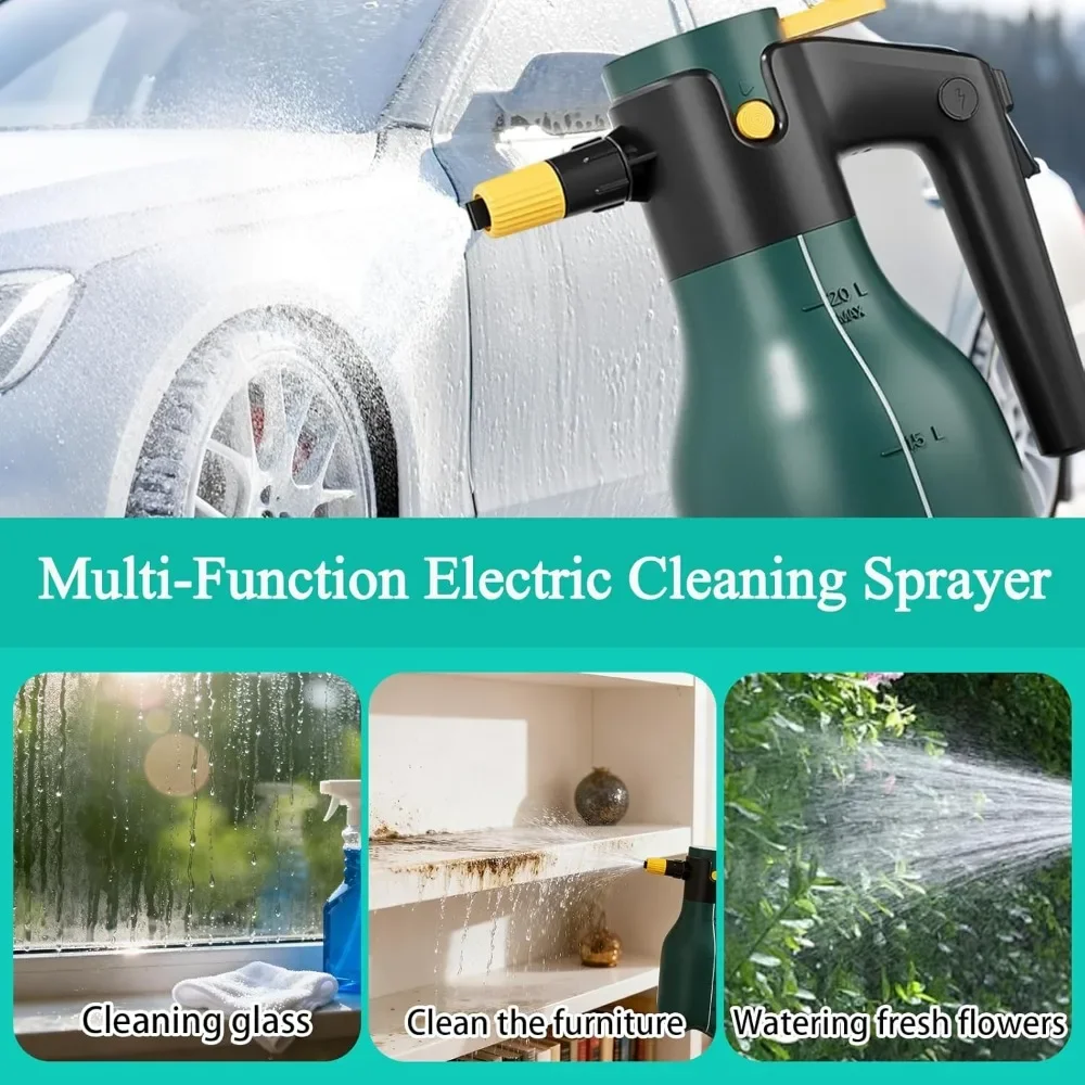 2L Cordless Pump Sprayer Electric Pressurized Foam Sprayer with One Touch Lock Portable Foam Sprayer for Car Wash House
