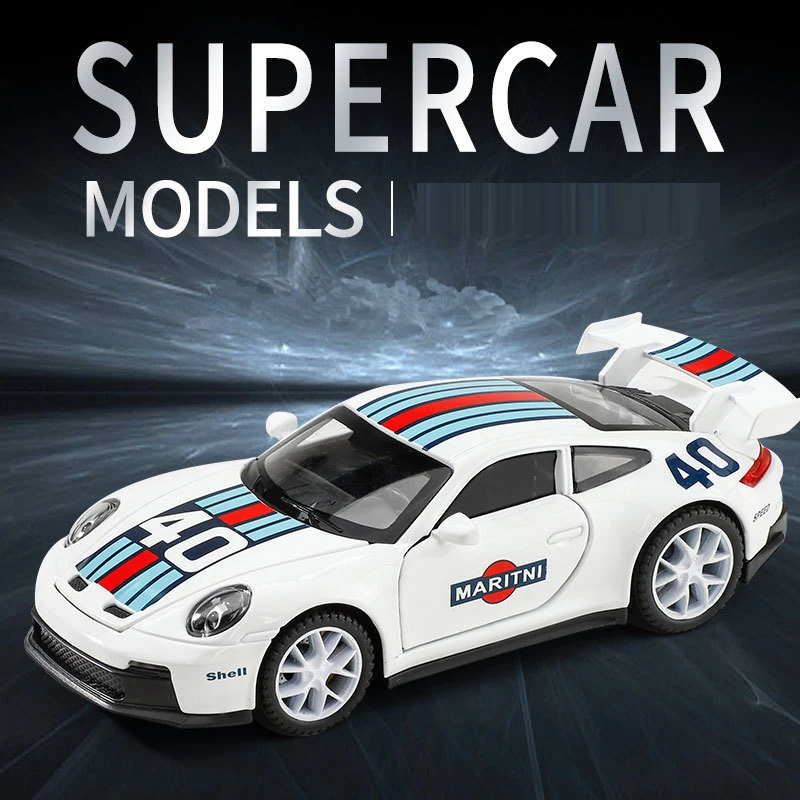 1: 32 Parsche 911 GT3 sport Alloy Car Model Diecasts Toy With Sound and Light Vehicles Decoration Toys For Kids Gift